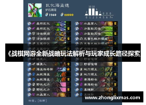 《战棋网游全新战略玩法解析与玩家成长路径探索》 《战棋网游全新战略玩法解析与玩家成长路径探索》